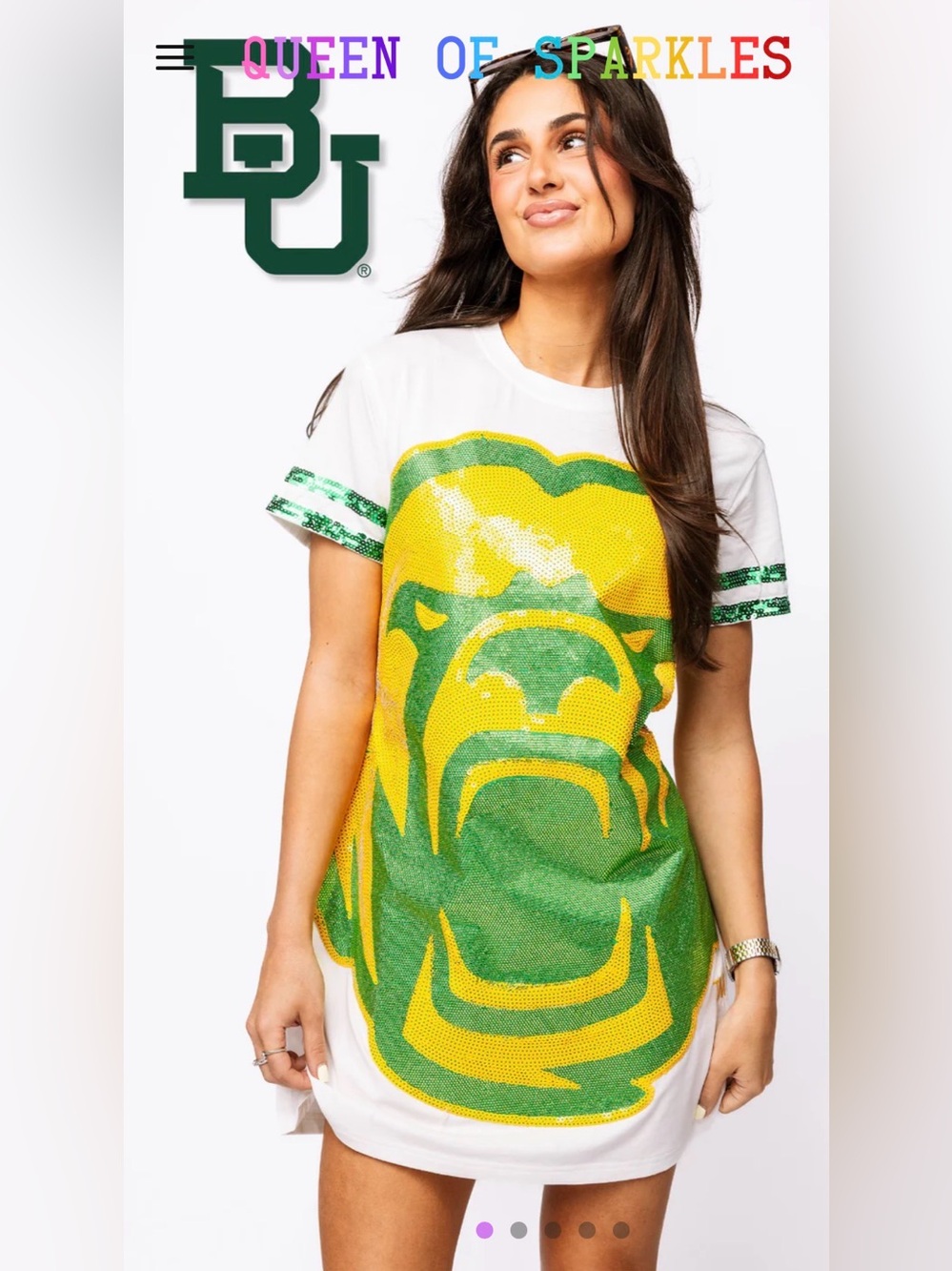 Queen of Sparkles Licensed Baylor Oversized Mascot Tee Dress Women’s Small NWT